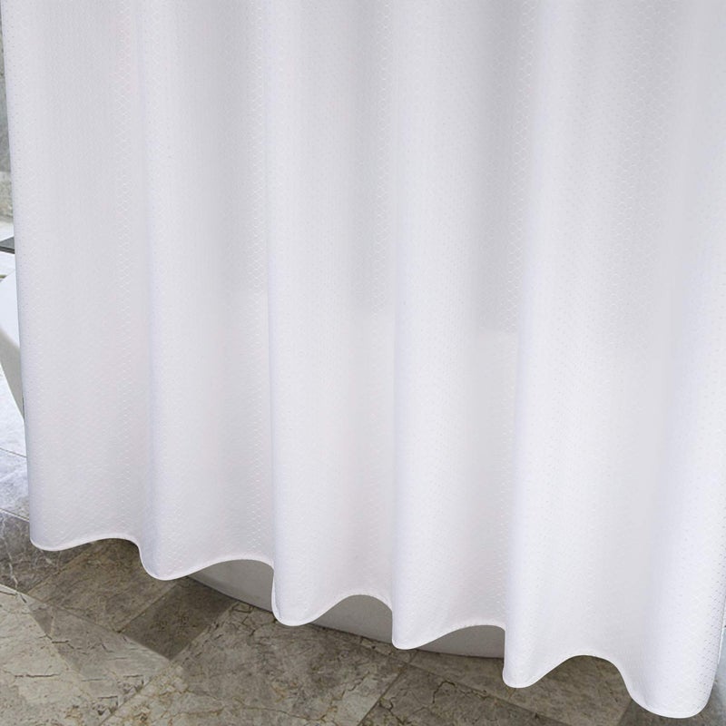 EurCross Extra Long White Waffle Weave Shower Curtain 72 x 96 inch Long Length, Heavy Weighted Luxury Hotel Quality Water Repellent Fabric Shower Curtain for Bathroom Bathtub - Image 5